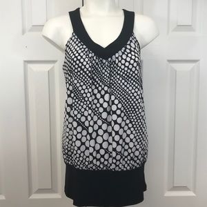 BYER CALIFORNIA Black White Polka Dots Tank Top